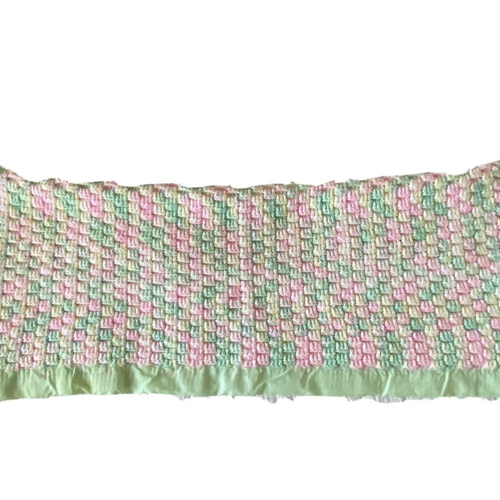 Afghan blanket Vtg Handmade Crochet baby throw - Picture 7 of 8